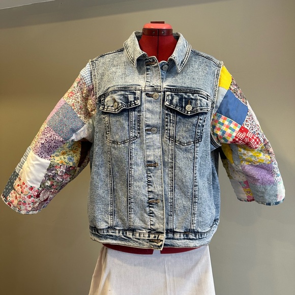 Patchwork Sleeve Denim Jacket - Picture 3 of 12